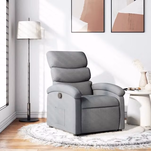 Divano Sedia-Poltrona Reclinabile in Tessuto Grigio Chiaro 294121
