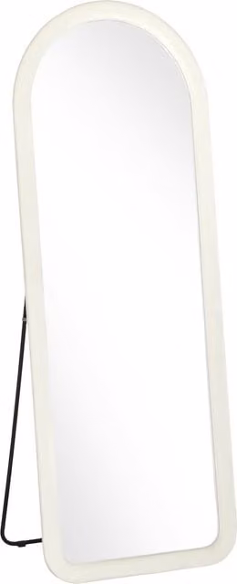Specchio intero HOMCOM ad arco con cornice in flanella, da terra o parete, Bianco Crema, H: 160 cm, L: 60 cm
