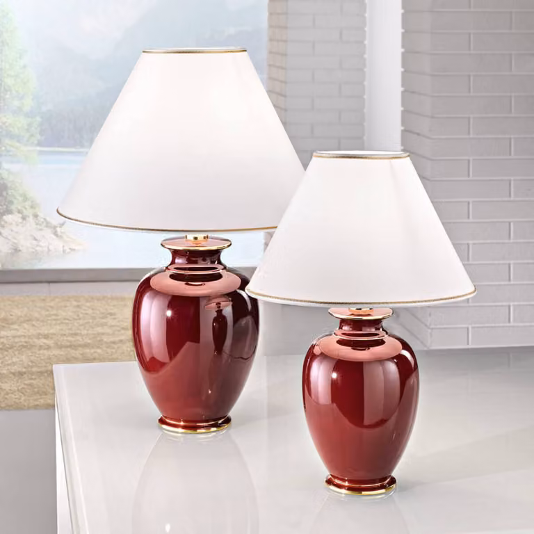 austrolux Lampada da tavolo Giardino Bordeaux, Rosso, Soggiorno / Sala da pranzo, Ceramica, Lampada da tavolo