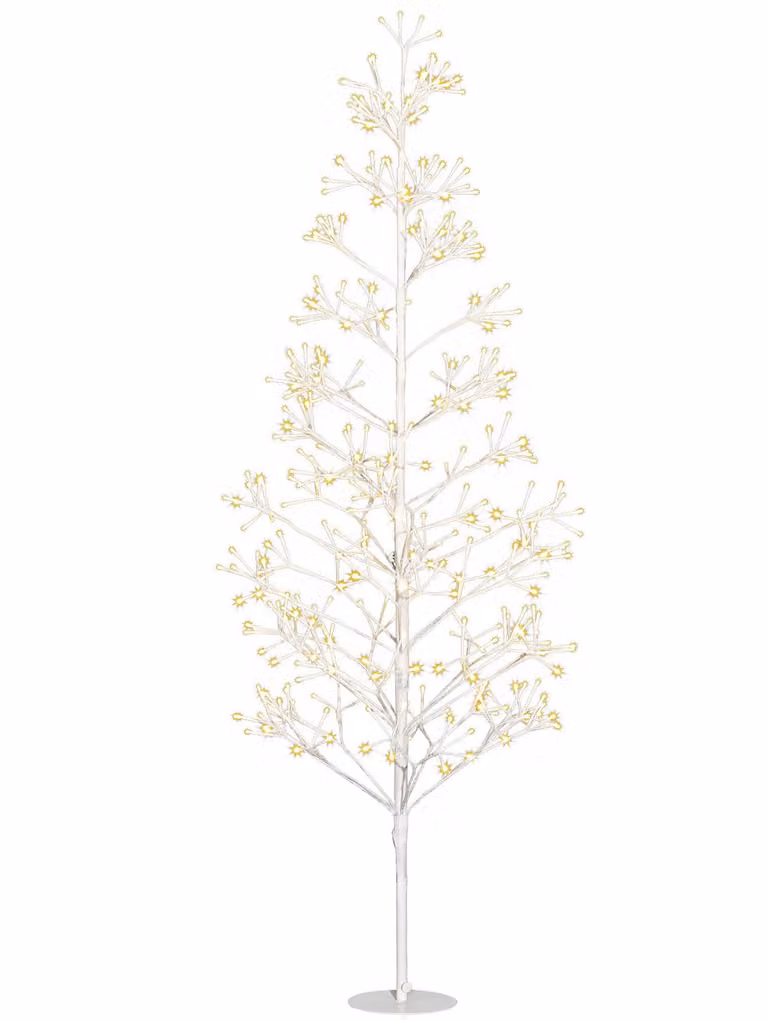 Albero di Natale Artificiale 180 cm 384 Luci LED Bianche per Interni ed Esterni al Coperto Bianco