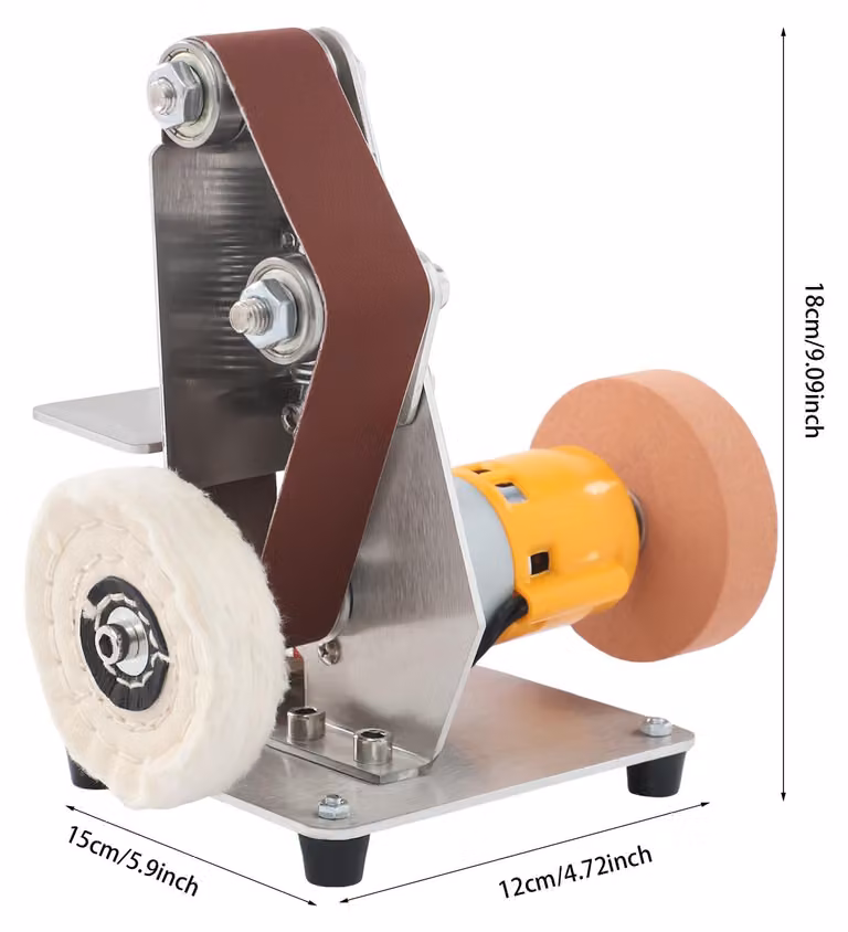 Levigatrice a nastro mini - Argento - 110-240V - 7 velocità - Acciaio inossidabile 304 - Levigatrice da banco