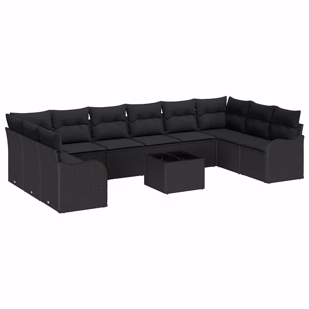 Set Divano da Giardino vidaXL Nero con Elemento Angolare e Tavolino, Polyrattan e Metallo, L/P/H: 55 x 55 x 37 cm – 2