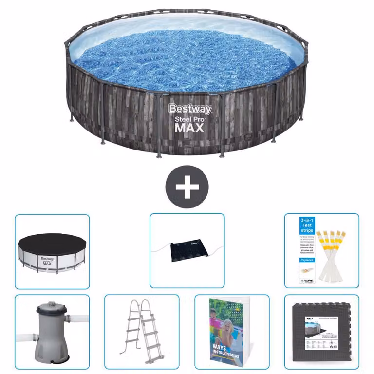 Piscina gonfiabile Bestway Steel Pro MAX, rotonda, 427x107 cm, composta da 6 parti, modello S543