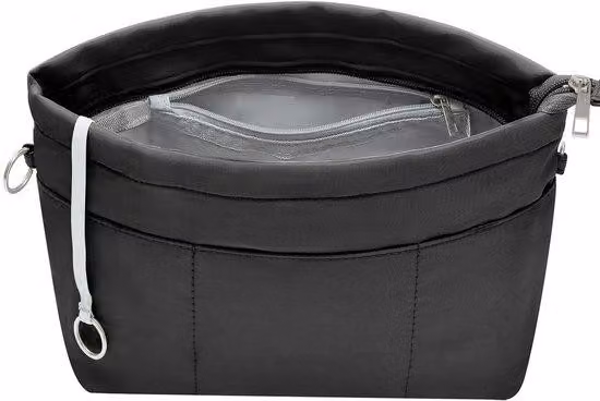 Organizer in nylon con tasche interne, formato piccolo, nero