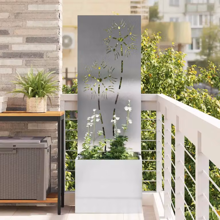 vidaXL Paravent per privacy in giardino in acciaio, Argento, L/P/H: 50 x 32 x 150 cm