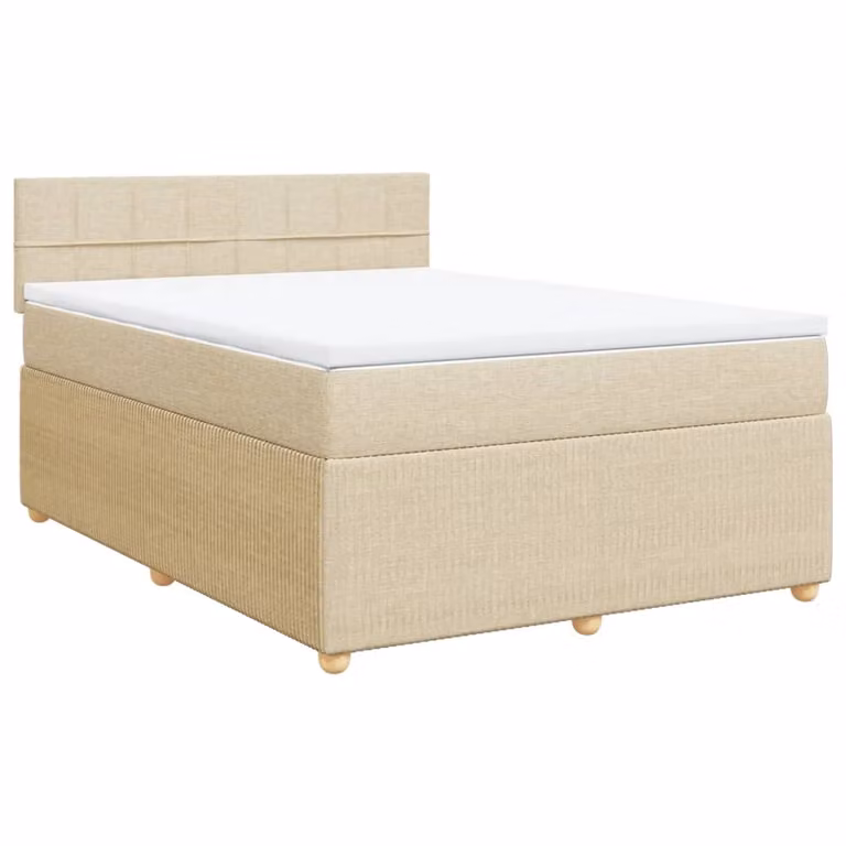 Giroletto a Molle con Materasso Crema 160x200 cm in Tessuto