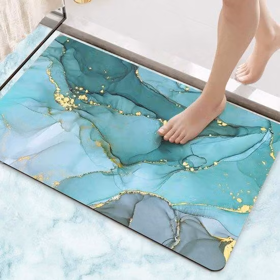 Tappetino da bagno verde turchese 40 x 60 cm - Antiscivolo e ad asciugatura rapida per la vasca da bagno - Super assorbente e facile da pulire