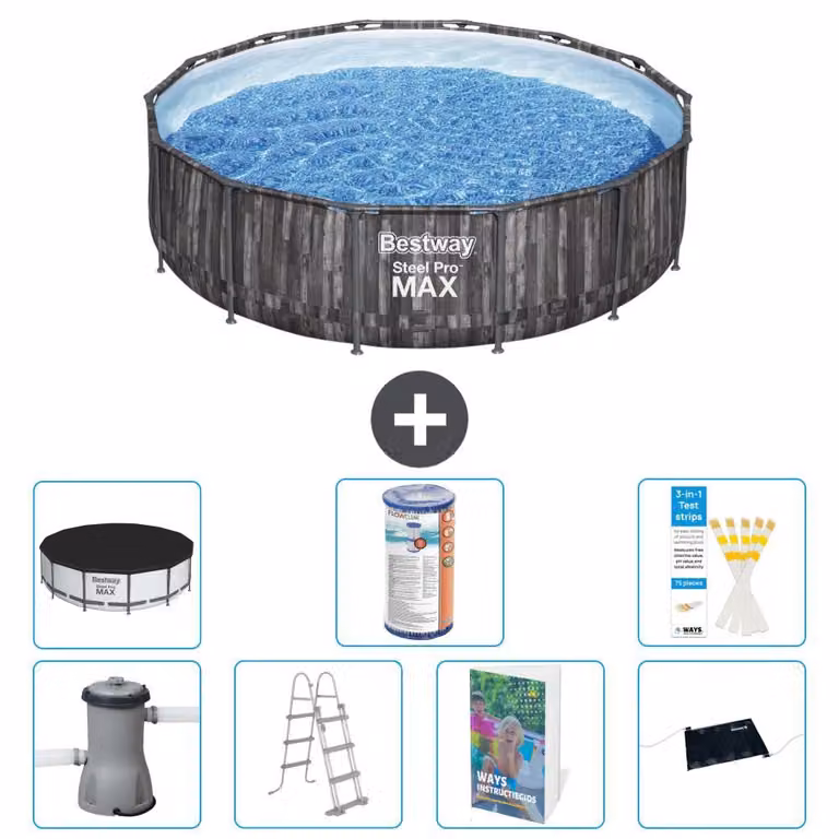Piscina gonfiabile Bestway Steel Pro MAX, rotonda, 427x107 cm, composta da 6 parti, modello S619