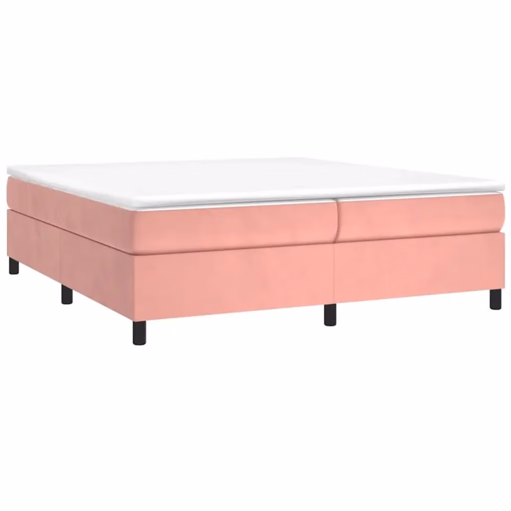 Letto matrimoniale ibrido vidaXL con struttura in velluto rosa e bianco L/P/H: 200 x 200 x 35 cm – 2