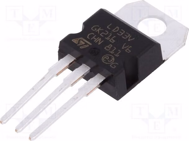 3x IC: Stabilizzatore di tensione 3,3V, lineare, non regolato, 0,95A, modello LD1117V33, non regolato