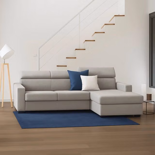 Divano ad angolo Angera TALAMO ITALIA con penisola contenitore destra, rivestimento in tessuto Tortora, L: 280 cm, H: 85 cm, P: 95 cm – 1