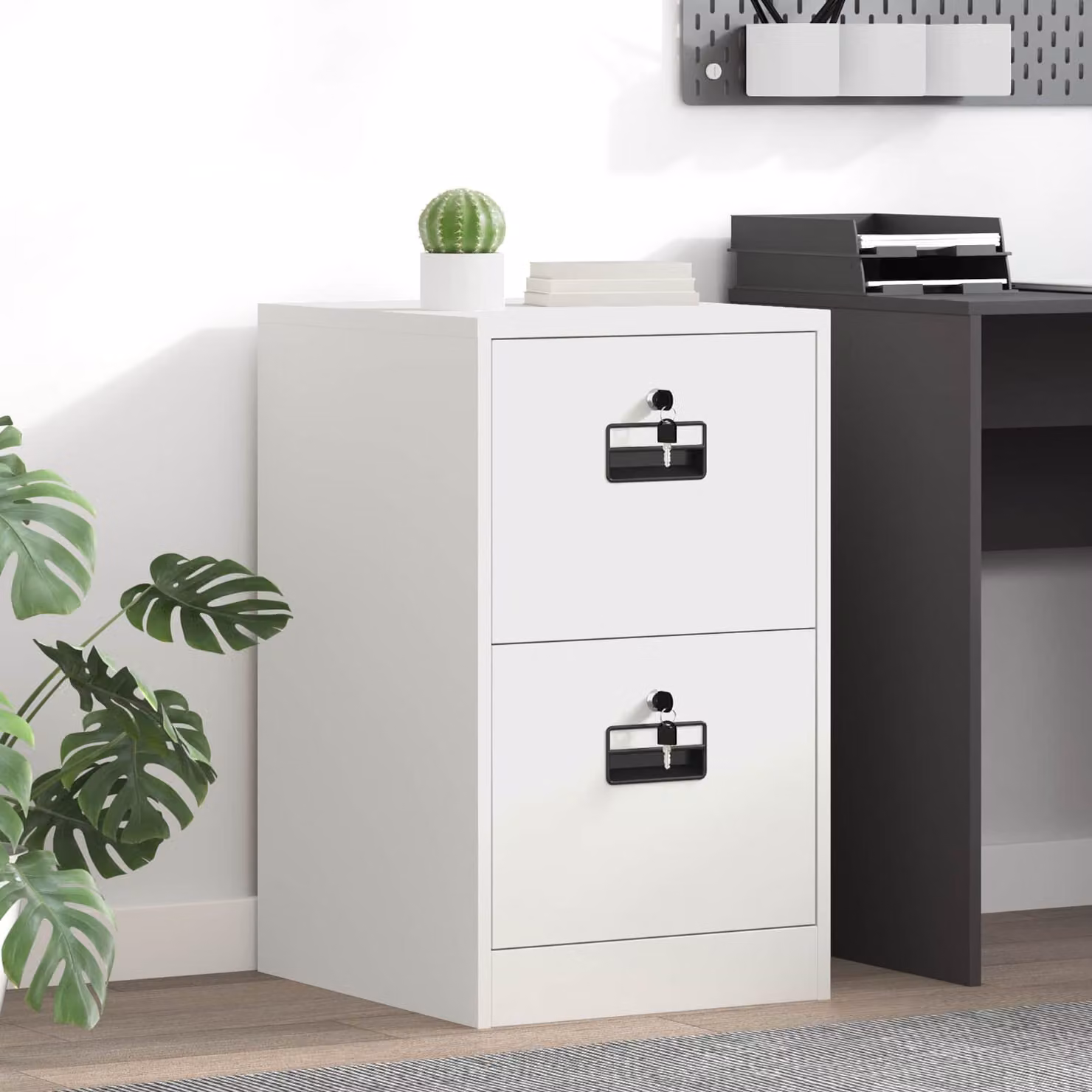 vidaXL Armadio per File in Metallo Bianco con Cassetti e Serratura L/P/H: 44 x 50 x 74,5 cm – 1