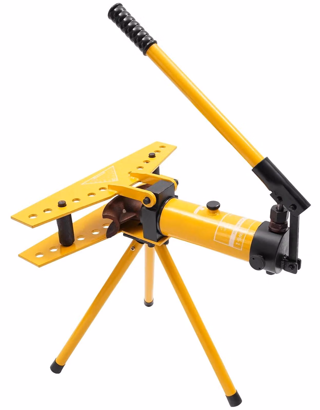 Macchina piegatrice idraulica per tubi da 10 tonnellate - Piegatrice manuale per tubi SWG-1 - Per tubi da 13–34 mm - 6 matrici - Piegatura a 90° - Adatta per tubazioni di climatizzazione e refrigerazione - Colore: giallo
