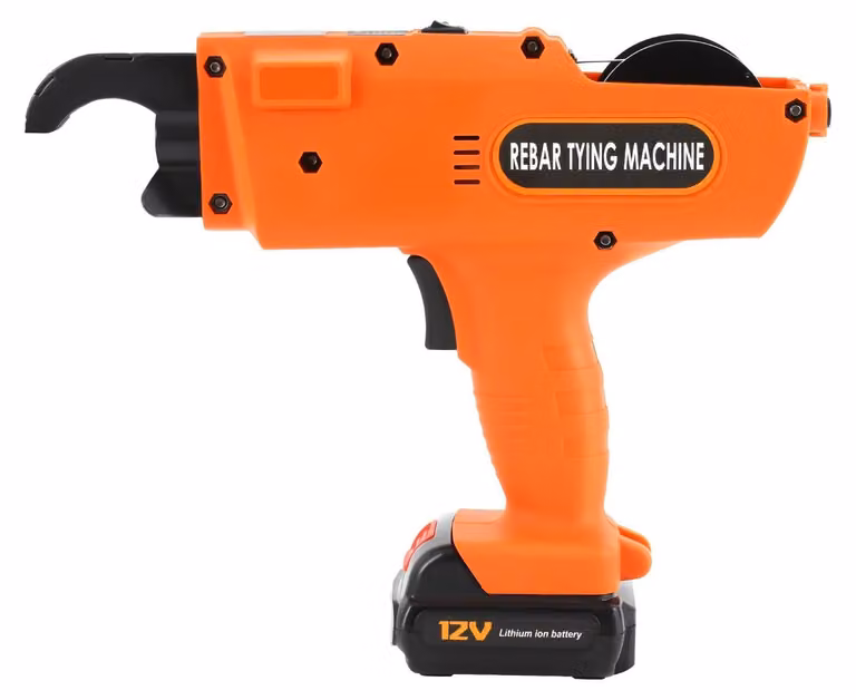 Dispositivo per legare armature - Macchina automatica per legare armature da 8 a 34 mm - Alimentazione a batteria 12V - 0,8 secondi per nodo - Filo di legatura da 0,8 mm - Dispositivo portatile - Colore: arancione