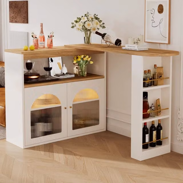 Tavolo Bar Allungabile con LED ¨C Xylo ¨C Bianco, 138-193x39x105 cm