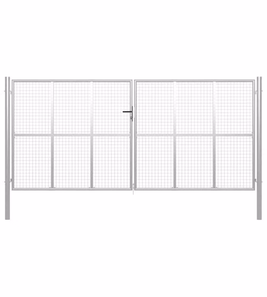 Cancello per Giardino in Acciaio Zincato 415x250 cm Argento