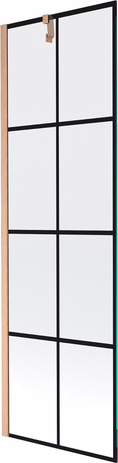 Mexen Next paravento per doccia 1 anta 60 x 150 cm, griglia nera, rame spazzolato - 895-060-000-00-77-65