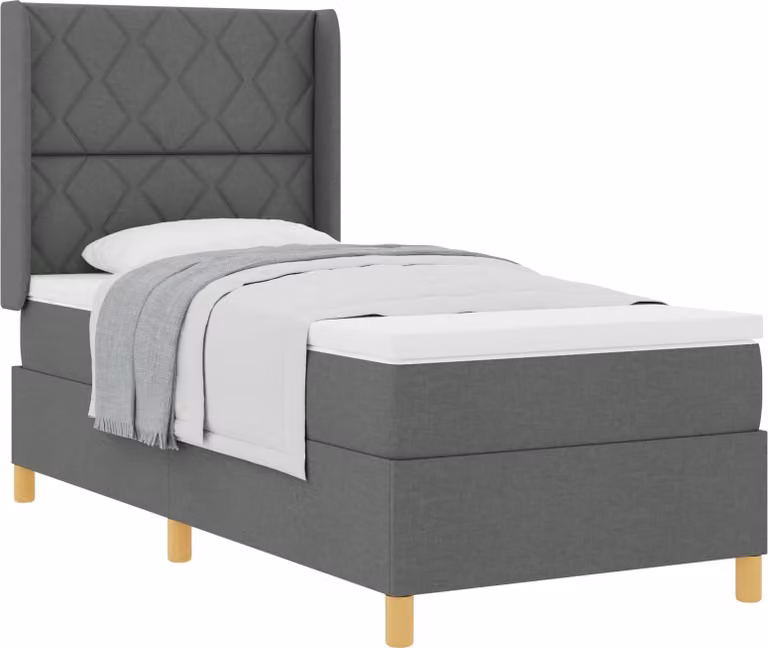Letto a molle con materasso grigio scuro 100 x 200 cm in tessuto