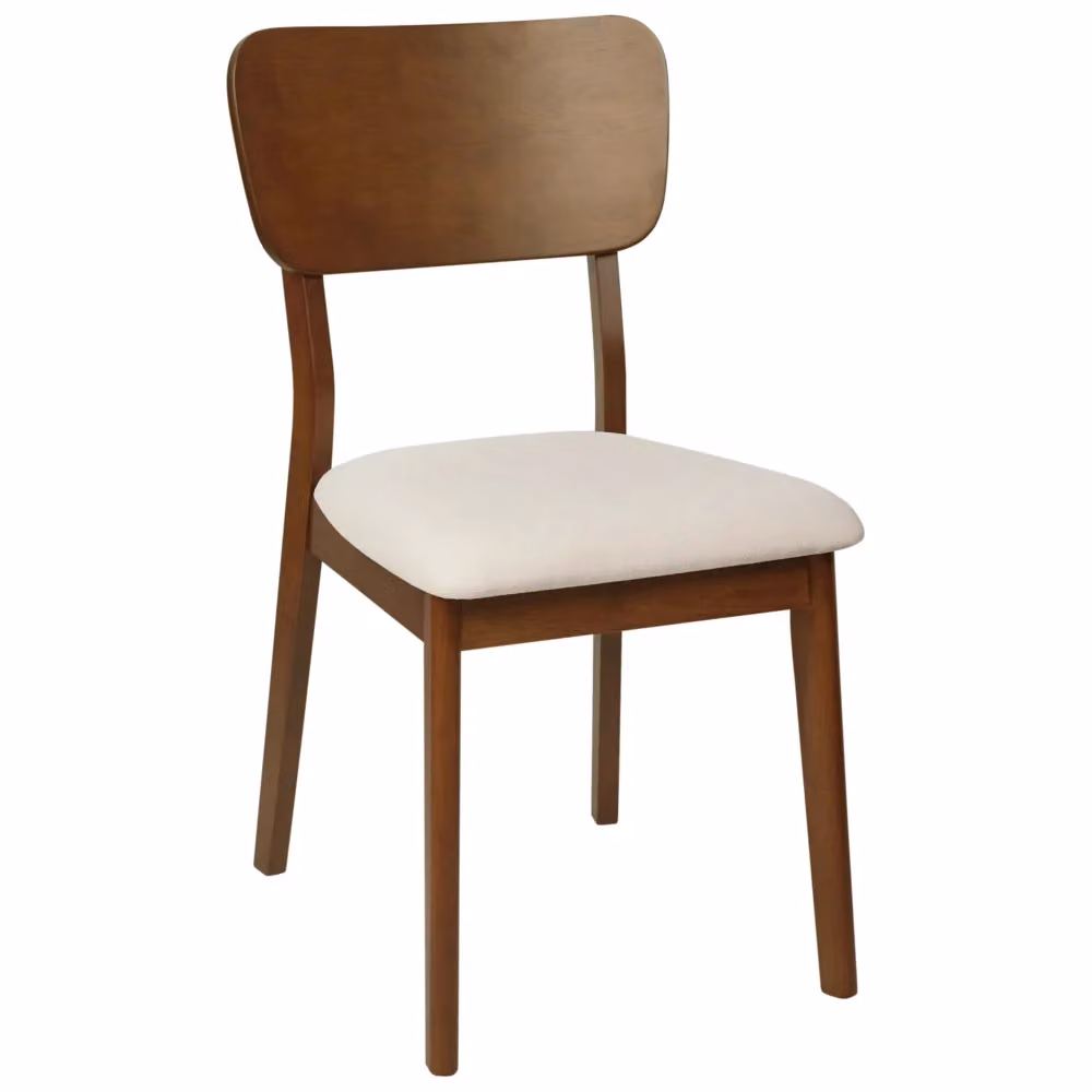 Set di 2 sedie da pranzo Beliani in legno di gomma con seduta imbottita in poliestere, colore beige e legno scuro – 2