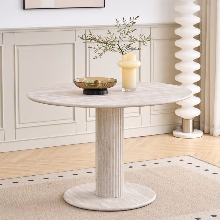 Tavolo rotondo da pranzo, diametro 115 cm, in MDF, design moderno e minimalista, ideale per cucina o sala da pranzo