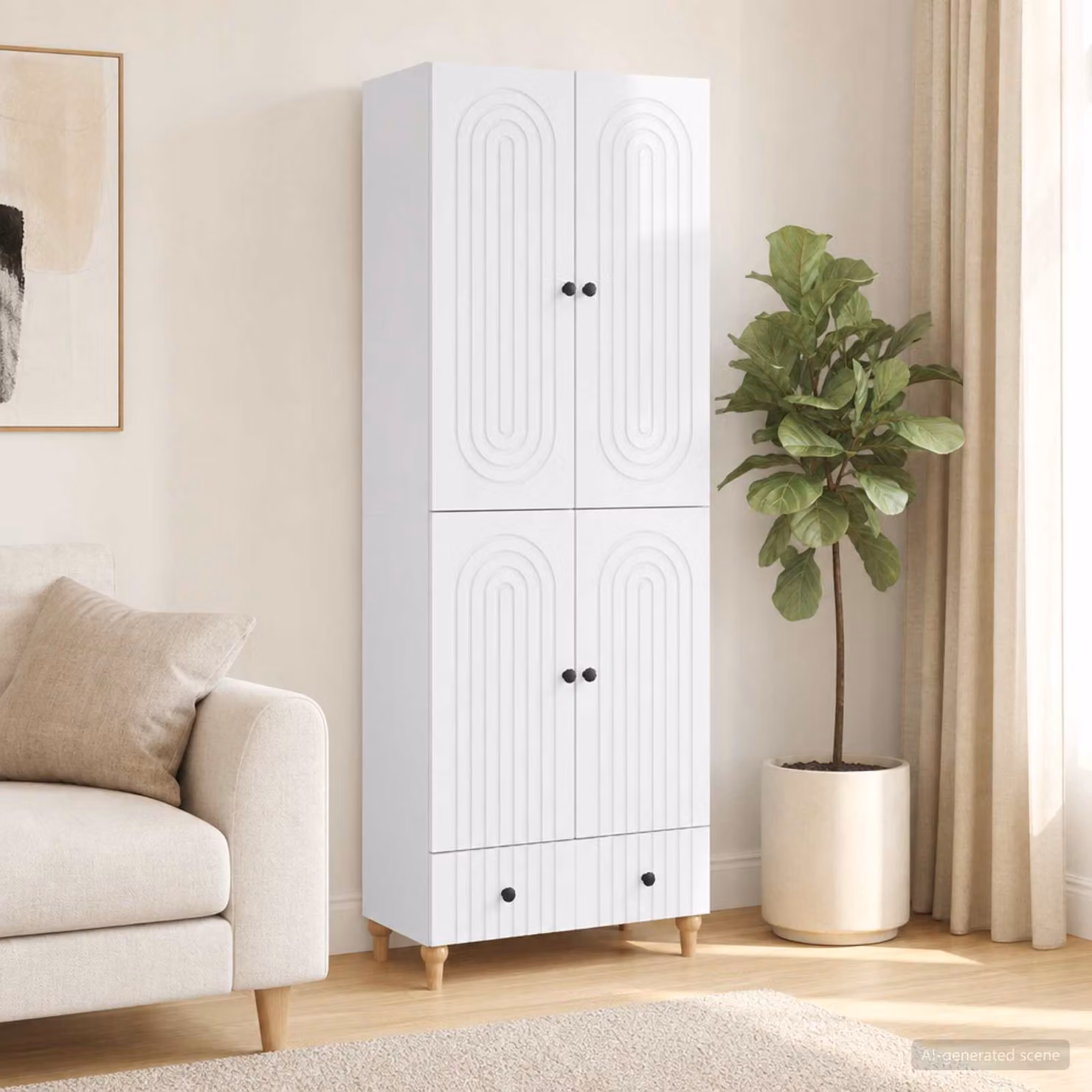 Set di 2 armadi moderni vidaXL in legno MDF bianco opaco con ripiani e cassetti per soggiorno o ufficio