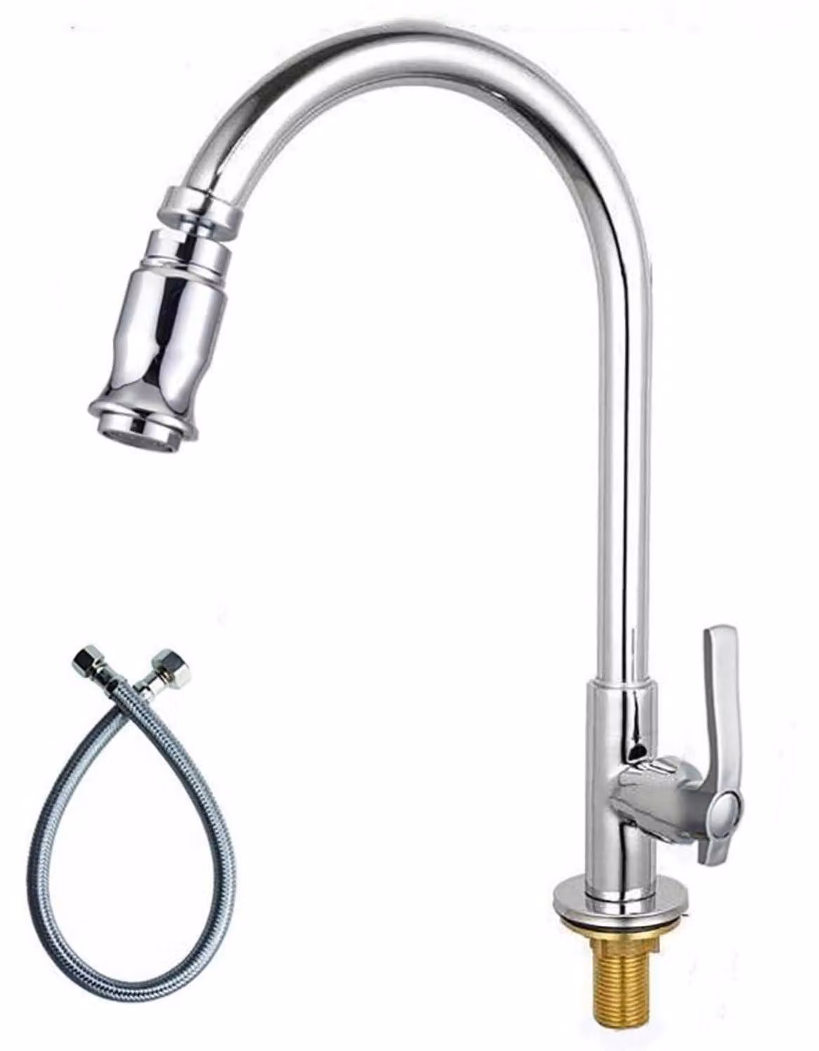 Rubinetto per acqua fredda, monocomando, con bocchetta girevole, per cucina, giardino, uso esterno