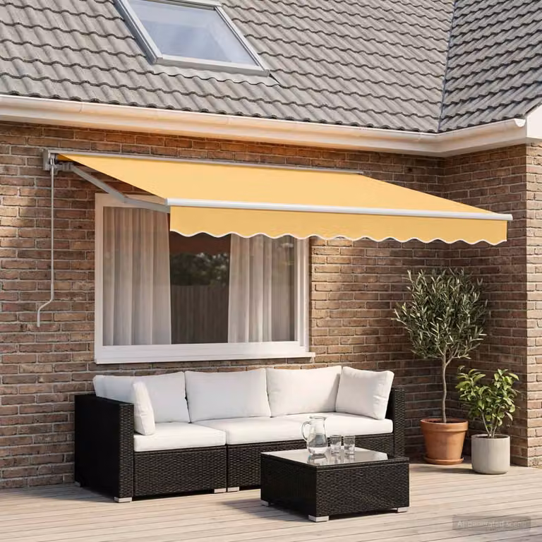 Tenda retrattile manuale vidaXL in poliestere e alluminio, colore sabbia, L: 5 m x P: 3 m