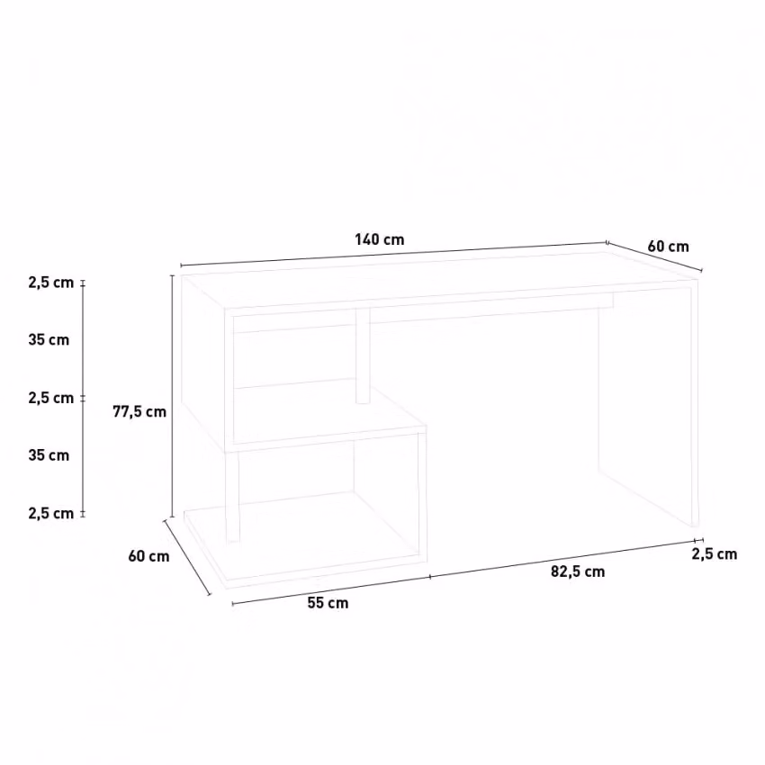 Scrivania Moderna ESSE 140 in Bianco Lucido Web Forniture L: 140 cm, H: 77,5 cm, P: 60 cm – 2