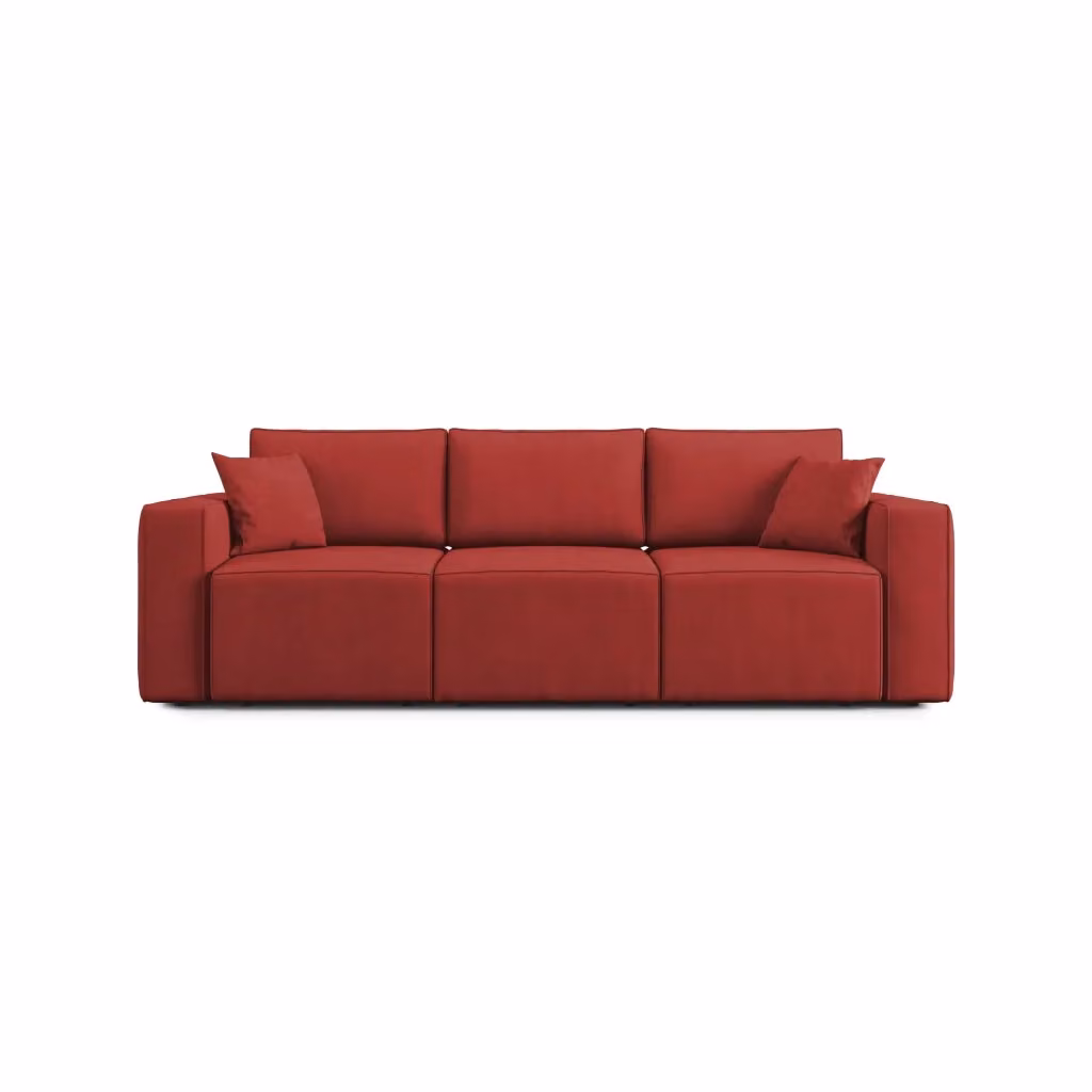 Divano 3 sedute Morfeo Divani.Store in tessuto rosso con cuscini inclusi e seduta apribile, Larghezza: 245 cm – 2