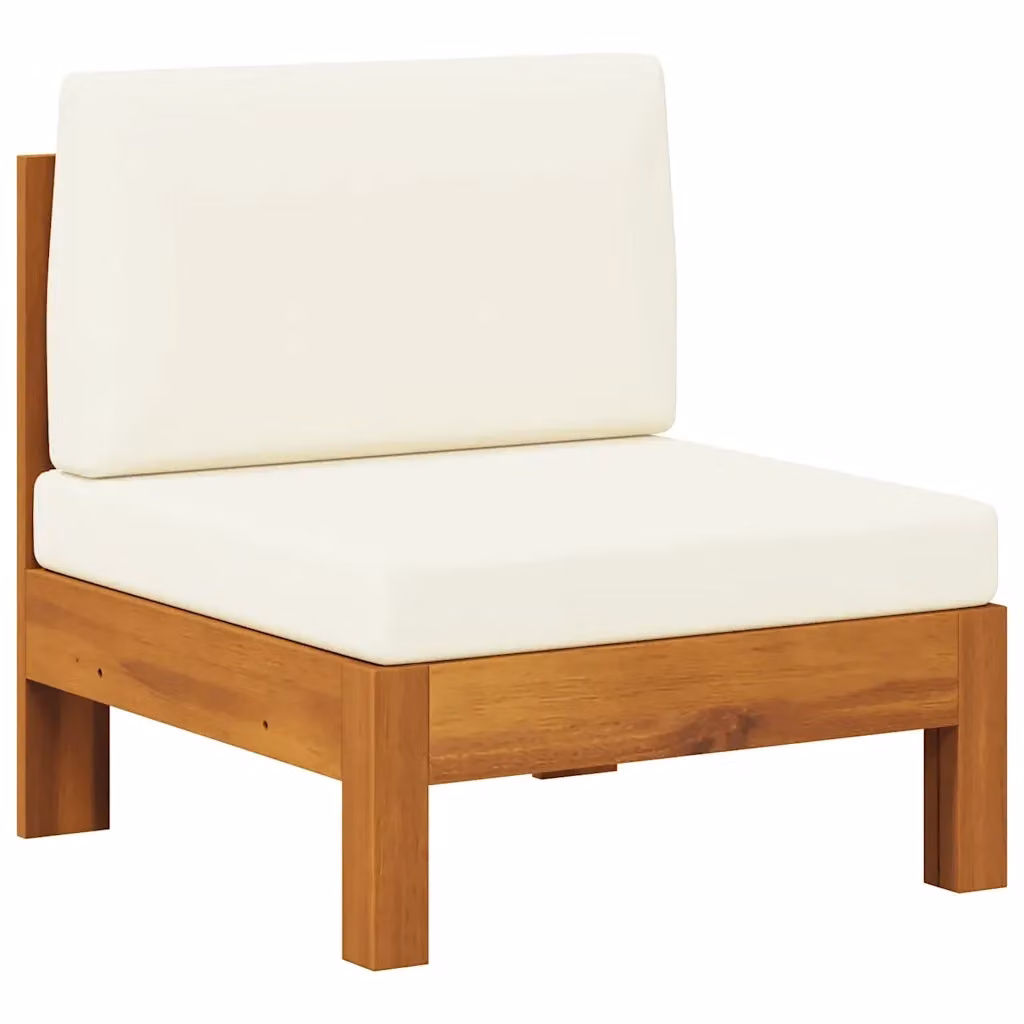 Divano centrale da giardino moderno vidaXL in legno massello di acacia con cuscini beige e bianco – 2