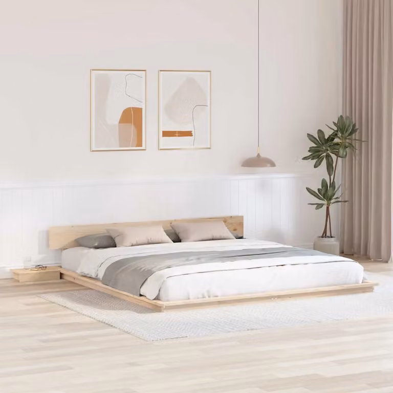 Struttura del letto moderna vidaXL in legno di pino marrone L/P: 200 x 200 cm