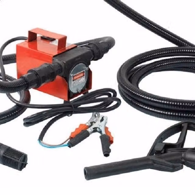 Kit Pompa Gasolio Ribitech 12v Autoadescante con Tubi Raccordi e Pistola di Colore Rosso