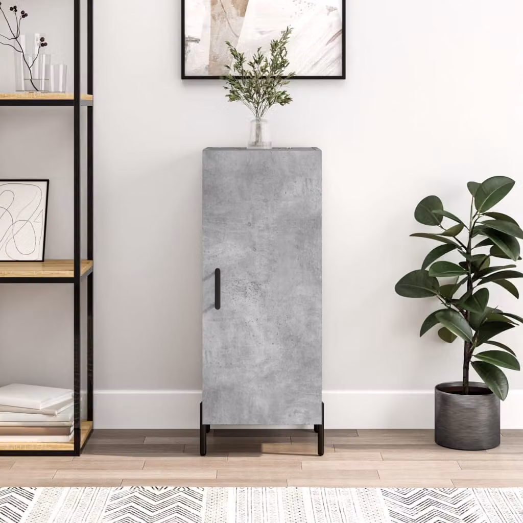 Credenza moderna vidaXL in legno e metallo, Grigio, L 34,5 cm x P 34 cm x H 90 cm