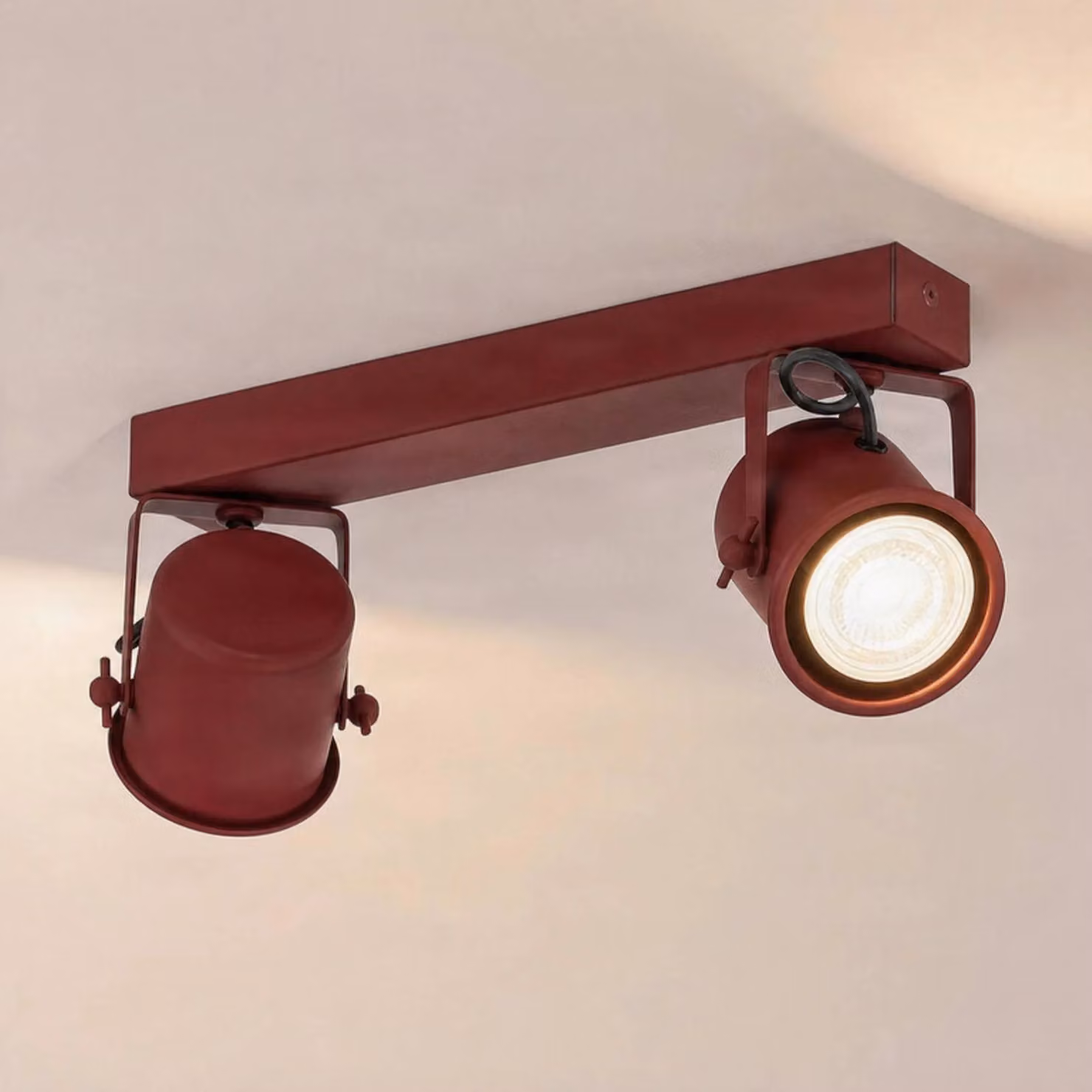 Faretto da soffitto Canico, a due luci, rosso Canico Argon, dimmerabile, Rosso, Soggiorno / Sala da pranzo, Metallo, Moderno, Faretto alogeno