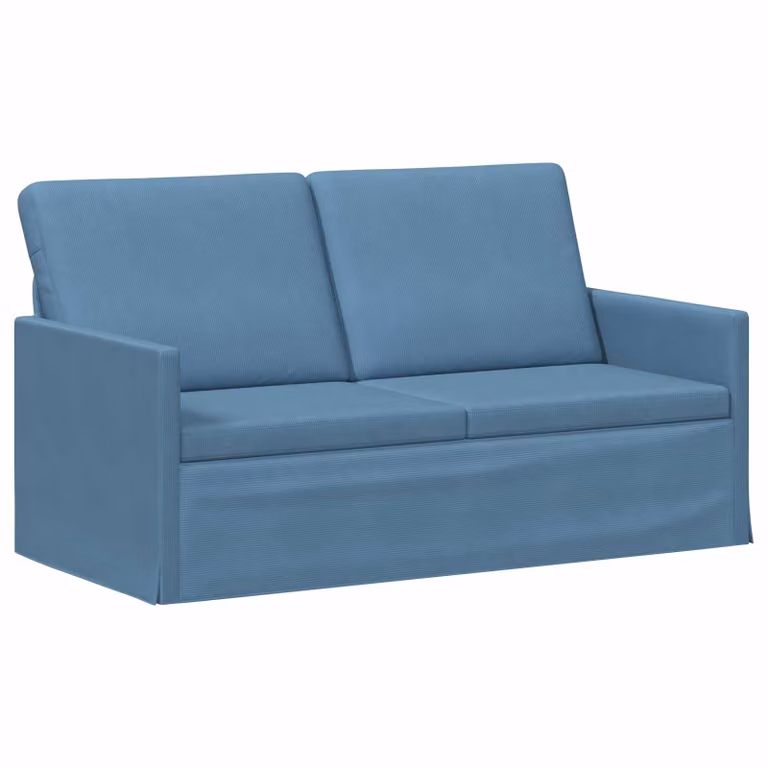 vidaXL Divano a 2 posti moderno in tessuto corduroy blu con struttura in metallo L/P/H: 150 x 81 x 82 cm