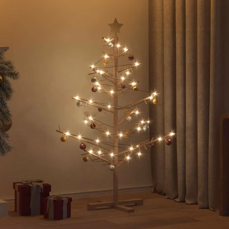 Maison Exclusive - Albero di Natale in legno marrone, 125 cm, legno massello di pino