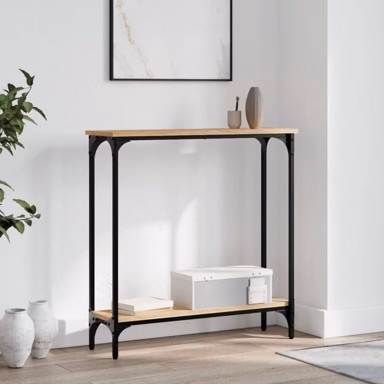 Tavolo Consolle vidaXL in Rovere Sonoma e Legno Agglomerato, Colore Marrone, L 75 cm x P 22,5 cm x H 75 cm