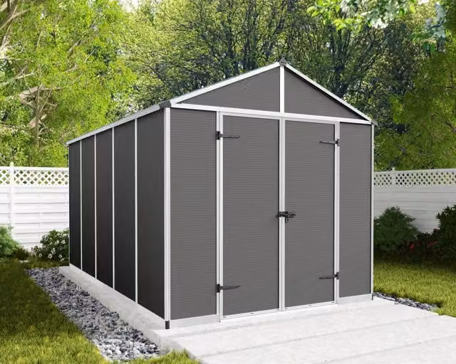 Casetta da giardino Rubicon Palram in policarbonato e alluminio, Grigio Scuro, L: 377 cm, P: 237 cm, H: 235 cm