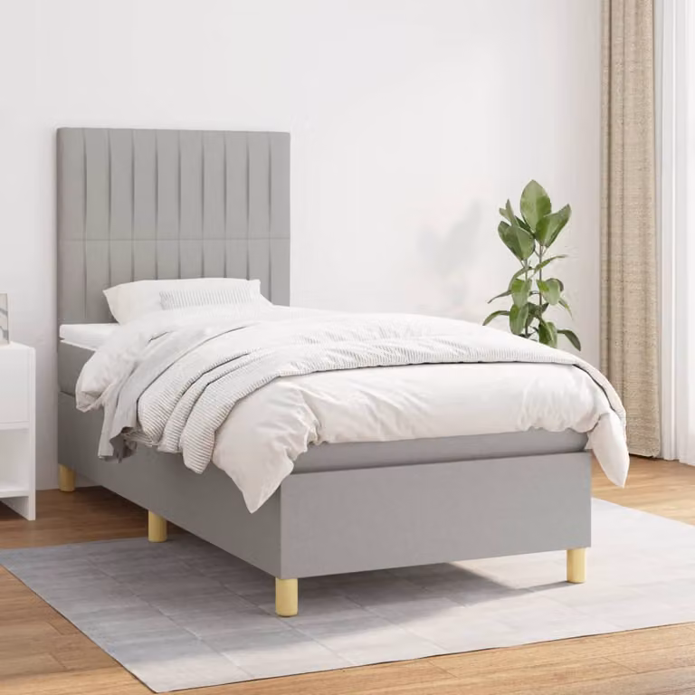 vidaXL Letto Ibrido con Giroletto a Molle e Materasso a Tasche Grigio e Bianco L/P/H: 190 x 90 x 28 cm