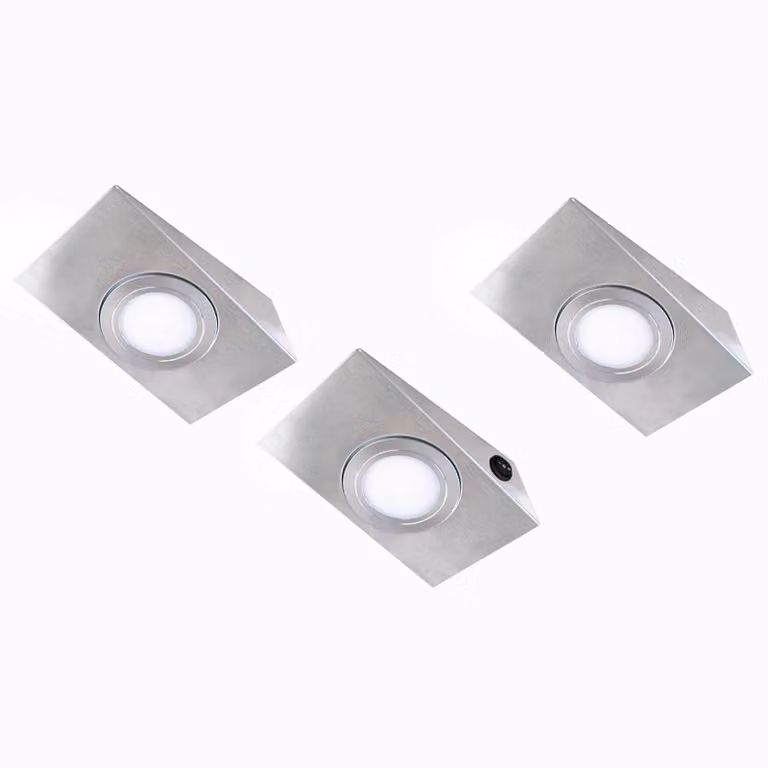 Evotec 3x lampada LED da mobili Keili interruttore 2 step, Alluminio / Grigio / Zincato, Cucina, Alluminio, Moderno, Lampade per mobili