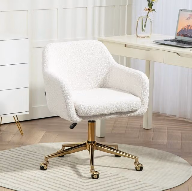 sedia da ufficio 60x61x88 cm avorio – altezza regolabile, rotazione 360°