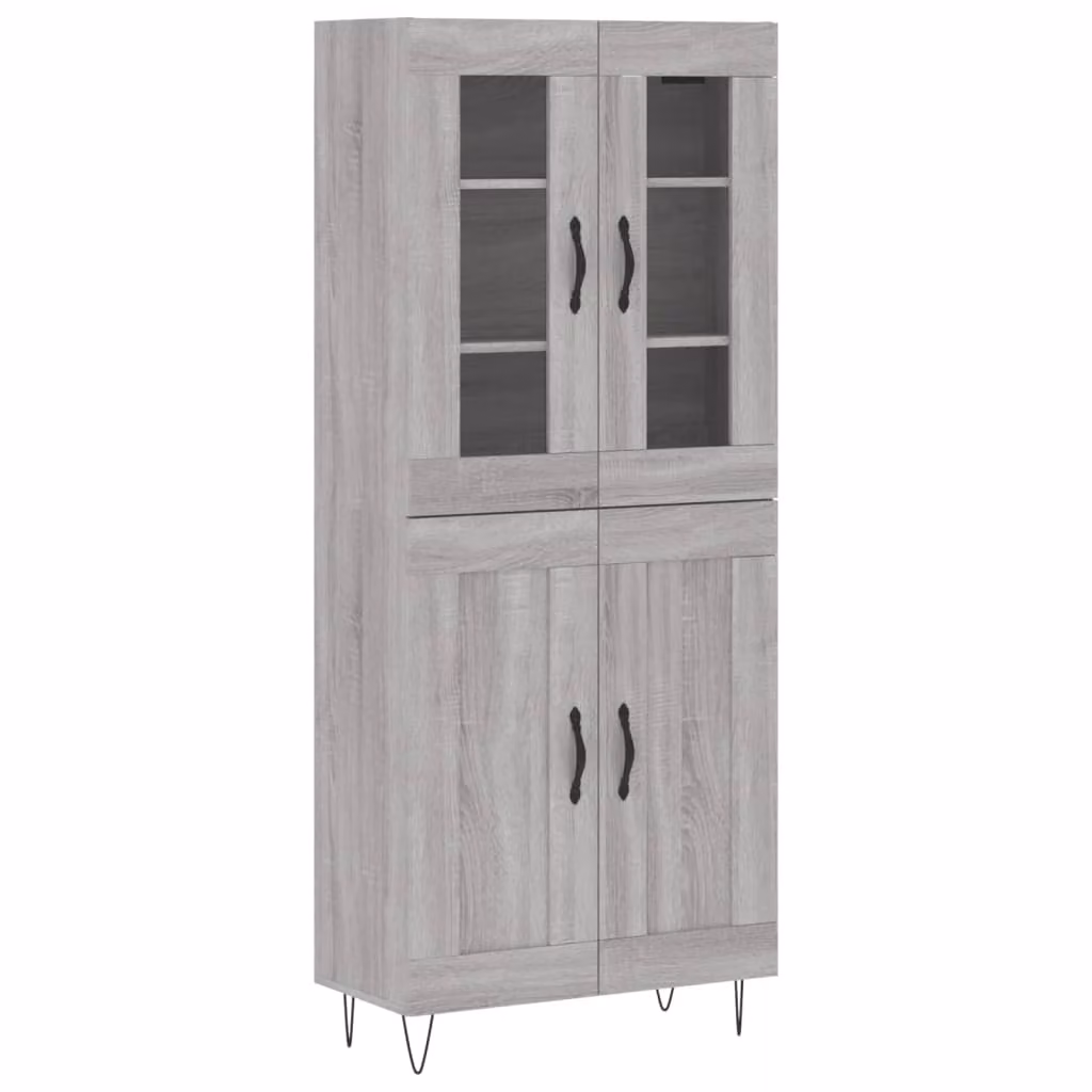 Credenza Grigio Sonoma 69,5x34x180 cm in Legno Multistrato