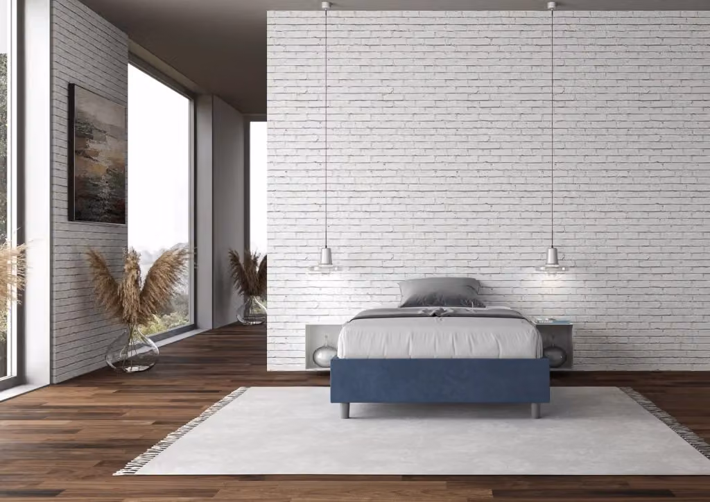 Letto Matrimoniale Francese Azelia GIORDANOSHOP con Contenitore e Rete, Blu, L: 140 cm, P: 210 cm, H: 39 cm – 2