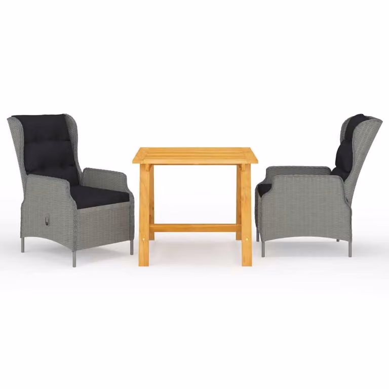 Maison Exclusive - Set da pranzo da giardino a 3 pezzi, grigio chiaro