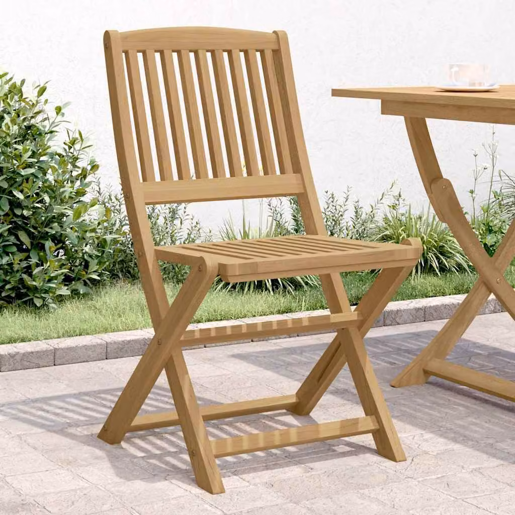 Set di 2 sedie pieghevoli vidaXL in legno di acacia marrone con braccioli L/P/H: 57 x 48,5 x 90 cm