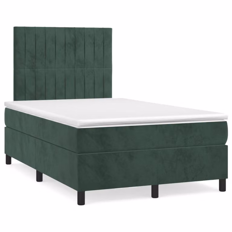Giroletto a Molle con Materasso Verde Scuro 120x200 cm Velluto