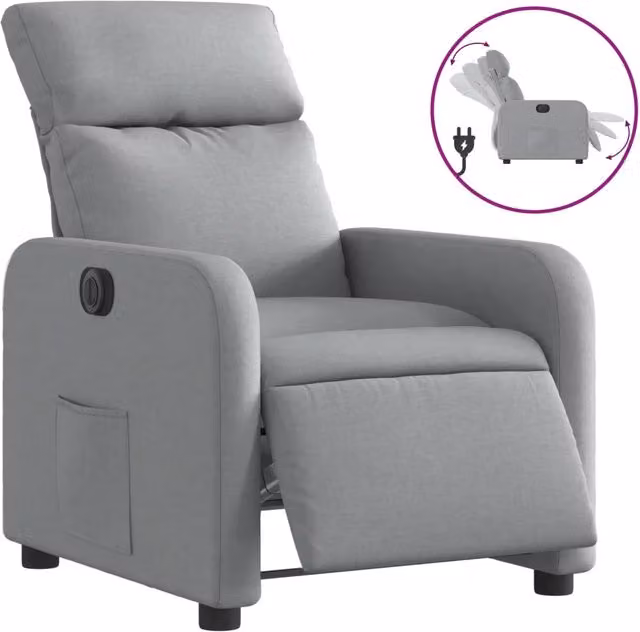 Poltrona | Sedia Relax Elettrica Reclinabile Grigio Chiaro in Tessuto
