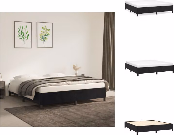 vidaXL Struttura letto nera 180×200 cm in velluto - Letti e strutture letto