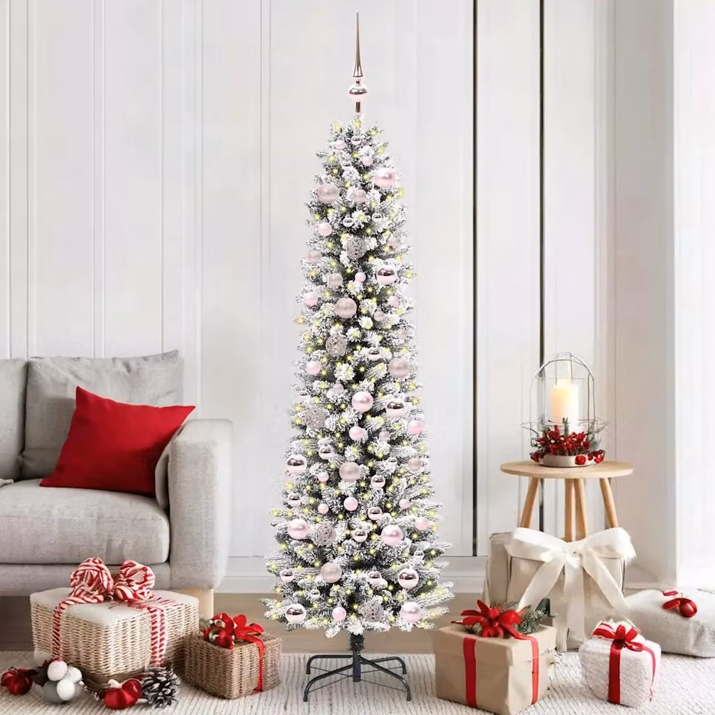Albero di Natale artificiale moderno con 300 LED bianco caldo, colore verde, altezza: 180 cm – 2