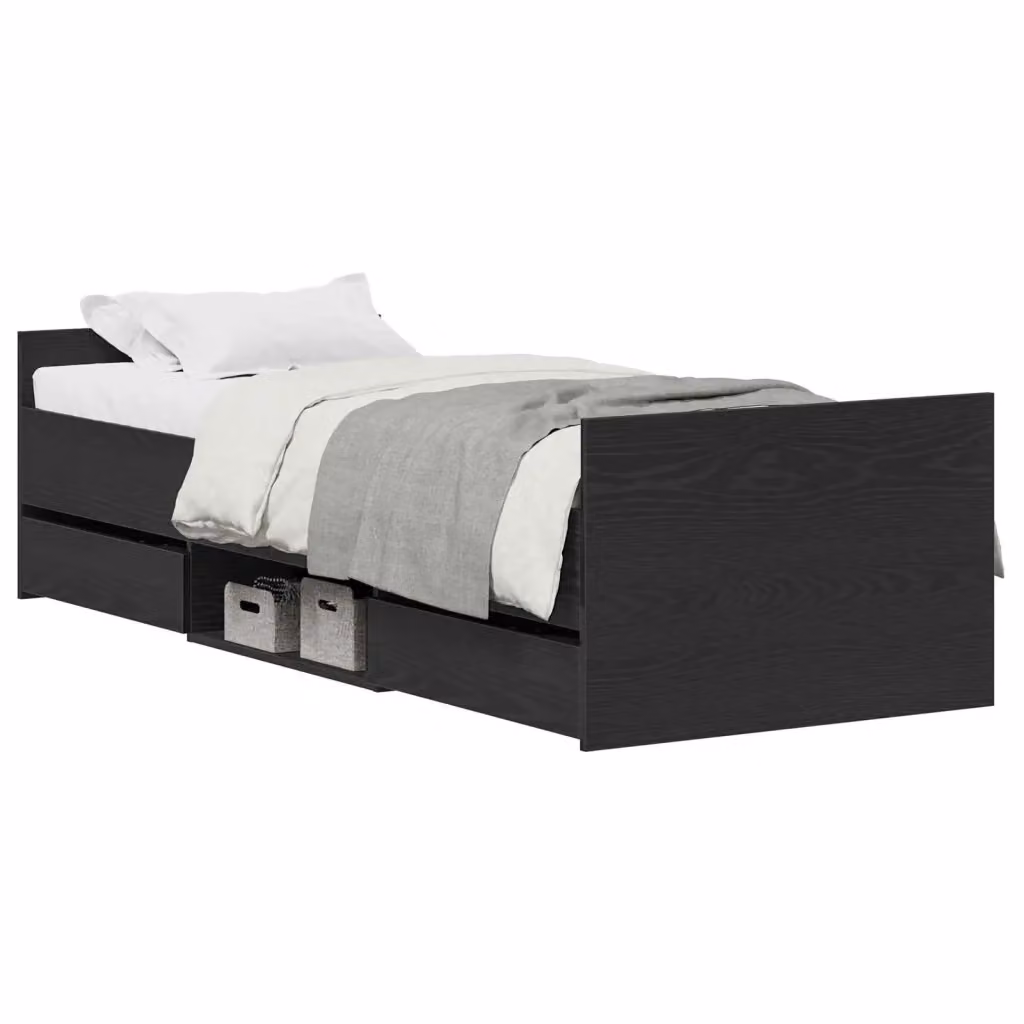 Struttura letto con cassetto vidaXL in legno nero L: 193 cm, P: 78 cm, H: 50 cm – 2